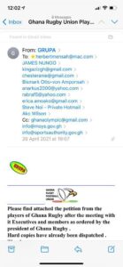 Ghana Rugby Football Union On The Verge Of Africa Rugby Ban 3 GRUPAs email 1
