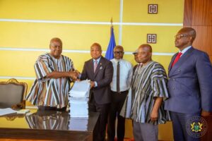 President Mahama presents ORAL committee’s report to the Attorney General and Minister of Justice, Dominic Ayine 4 FB IMG 1739264116961