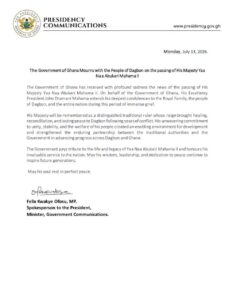 President Mahama Mourns Yaa Naa, Praises His Role in Restoring Peace in Dagbon 2 FB IMG 1783958965797